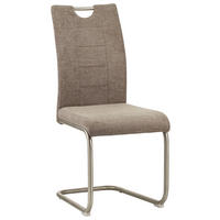 NIHAJNI STOL, kovina, tekstil rjava, barve nerjavečega jekla  - barve nerjavečega jekla/rjava, Design, kovina/tekstil (43/98,5/56,5cm) - Xora
