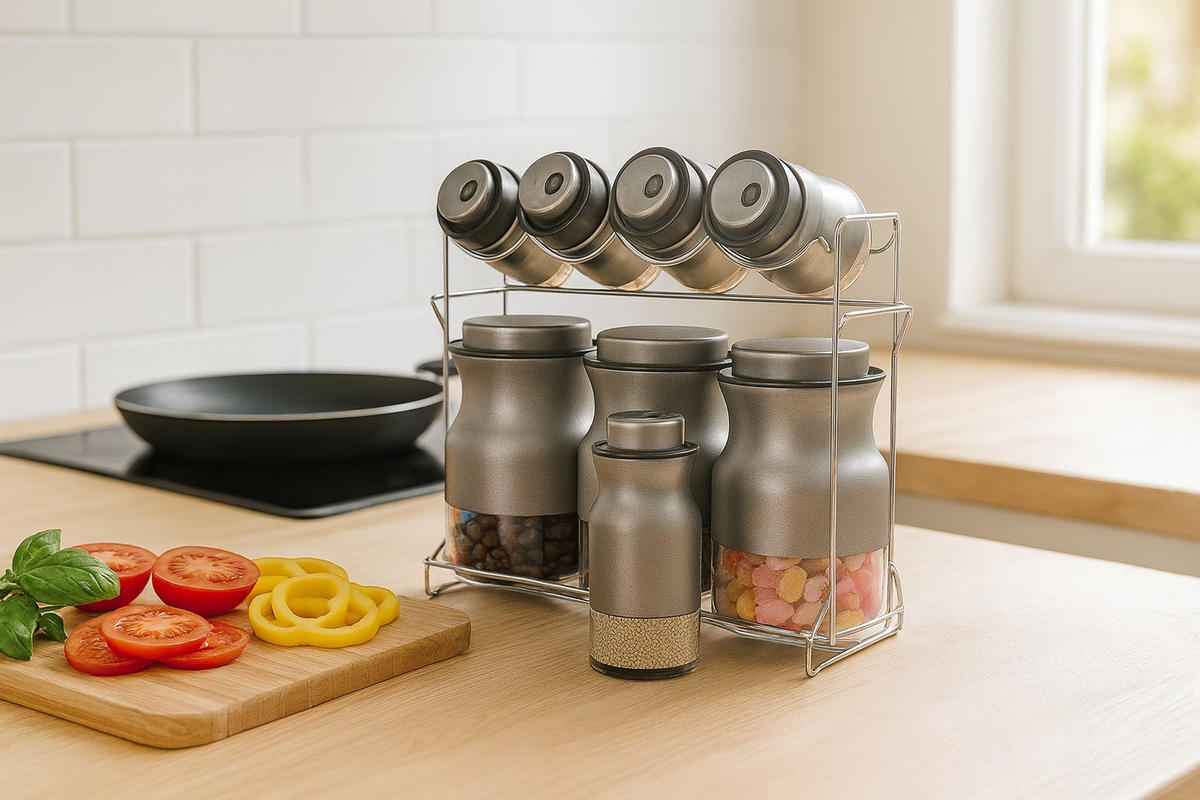 GEWÜRZGLAS-SET - Grau, Basics, Glas