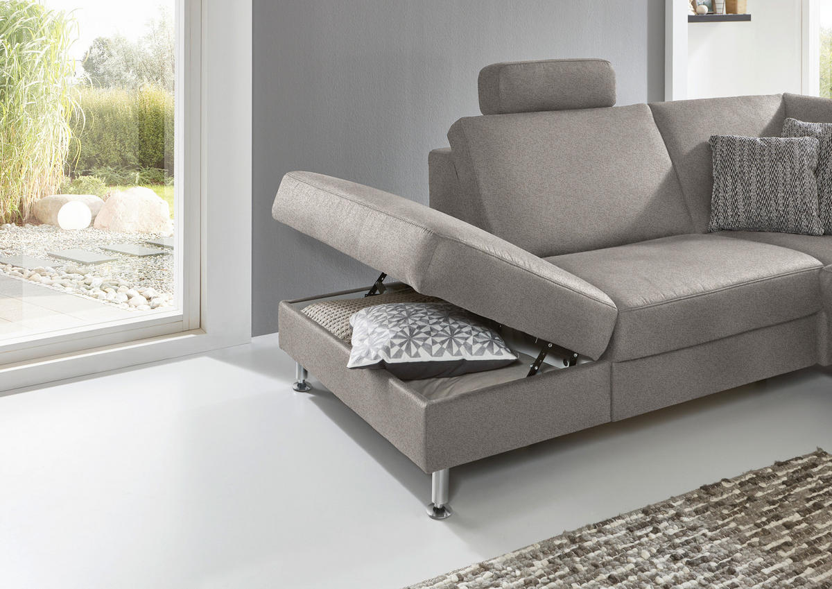 HÖRNSOFFA i mikrofiber aluminiumfärg  - aluminiumfärg, Design, metall/textil (242/275cm) - Dieter Knoll