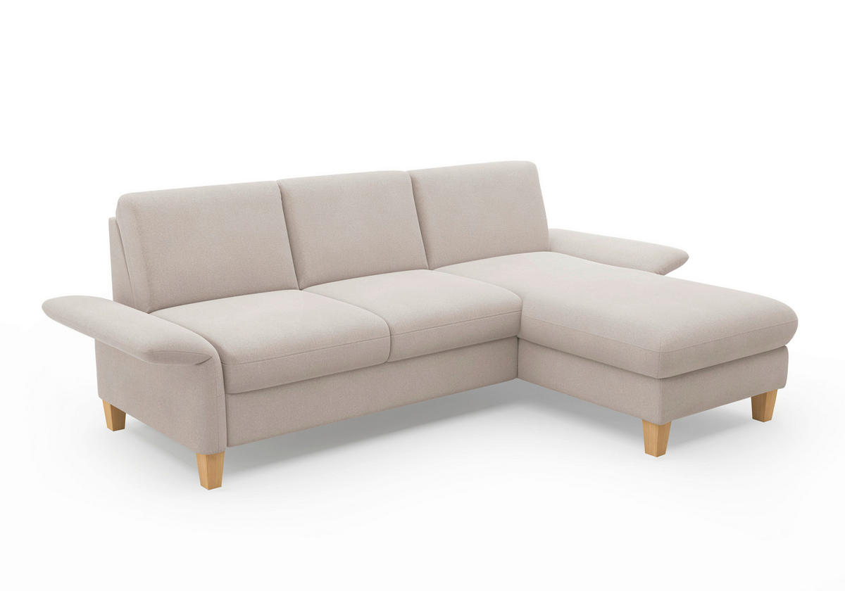 ECKSOFA ROCHELLE E Greige Flachgewebe  - Greige/Eichefarben, KONVENTIONELL, Holz/Textil (251/164cm) - Sit & More
