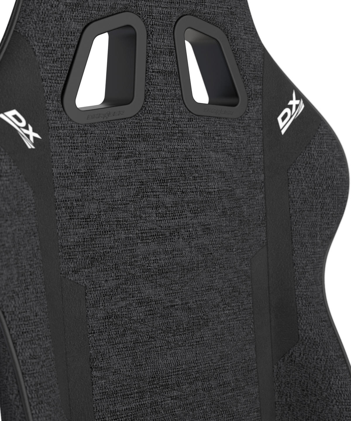 GAMINGSTUHL Schwarz Textil   - Schwarz/Weiß, KONVENTIONELL, Kunststoff/Textil (70/132/70cm) - Dxracer