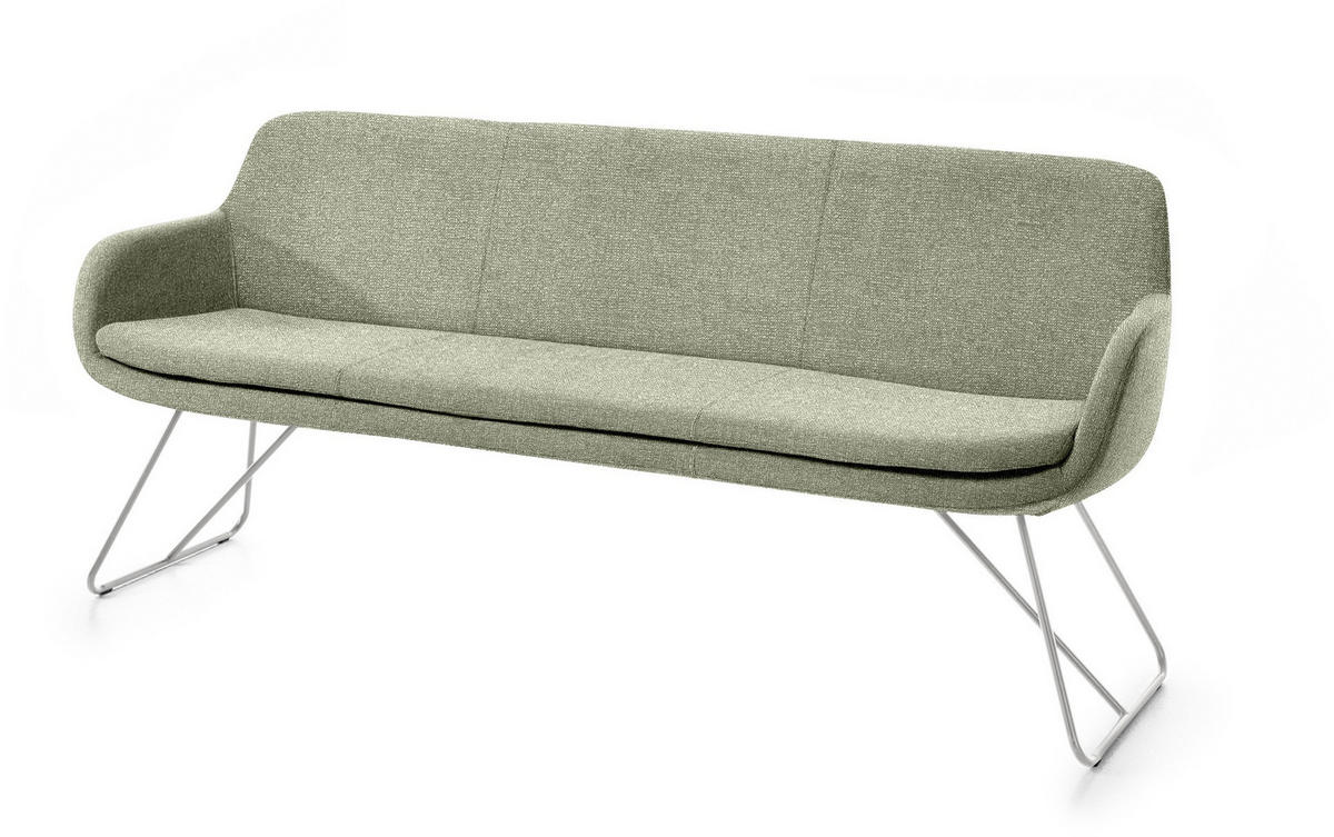 SITZBANK 180/87/65 cm Webstoff Olivgrün Metall  - Edelstahlfarben/Olivgrün, Design, Textil/Metall (180/87/65cm) - Musterring