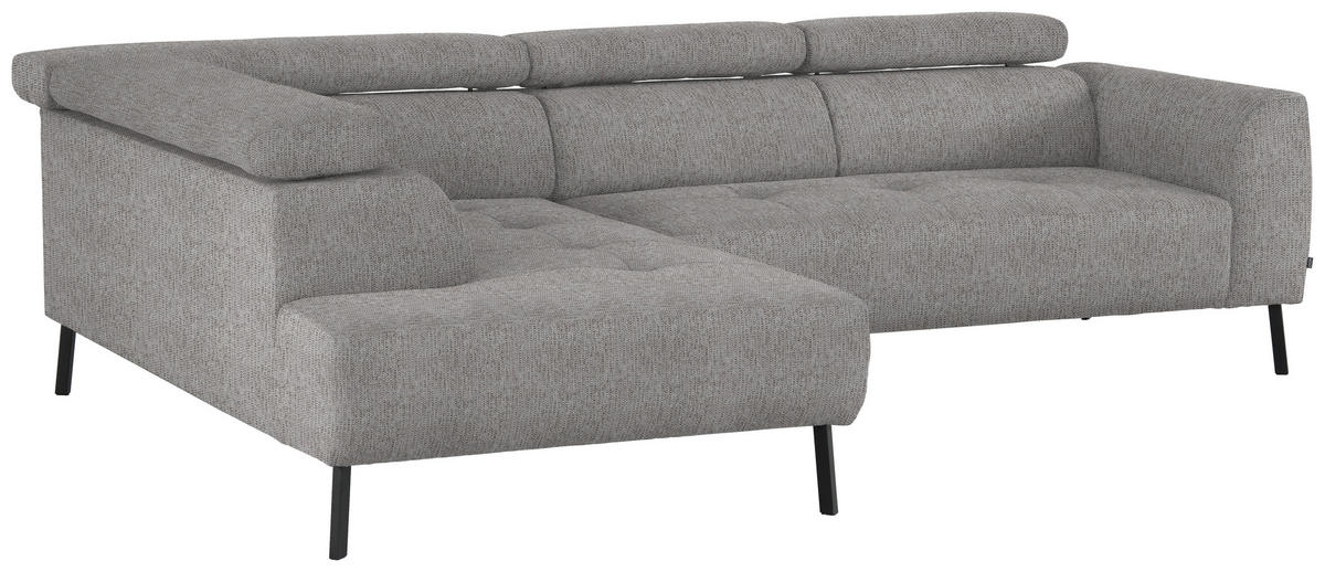 ECKSOFA in Webstoff Taupe  - Taupe/Schwarz, Design, Textil/Metall (205/280cm) - MID.YOU