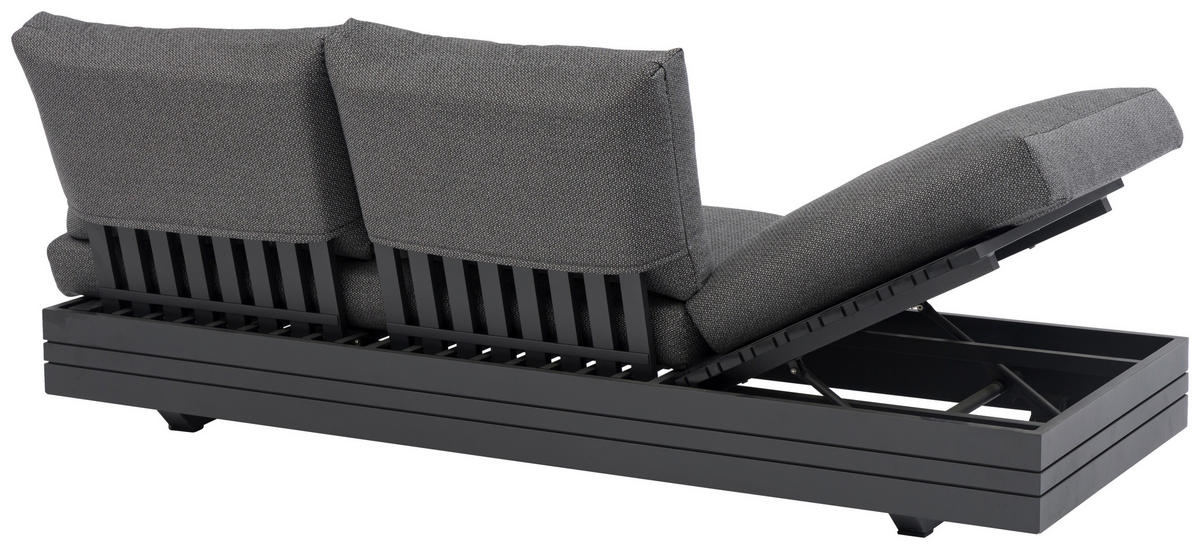 LOUNGESOFA  - Dunkelgrau/Graphitfarben, Design, Textil/Metall (198/40/74/81cm) - Zebra 