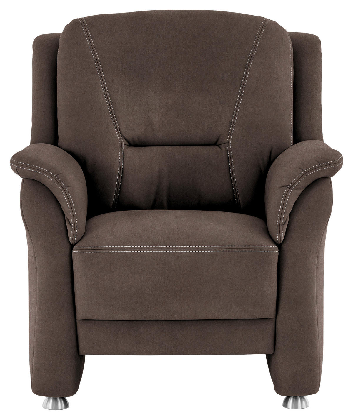 SESSEL in Mikrofaser Graubraun  - Graubraun/Beige, Konventionell, Textil/Metall (90/100/89cm) - Beldomo Comfort
