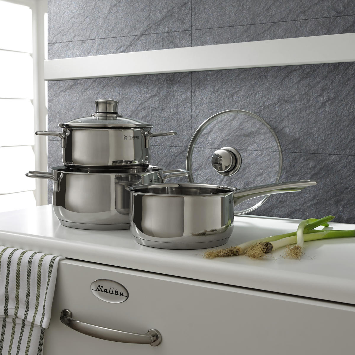 KOCHTOPFSET Diadem Plus 3-teilig  - Design, Glas/Metall (53/30,5/24cm) - WMF