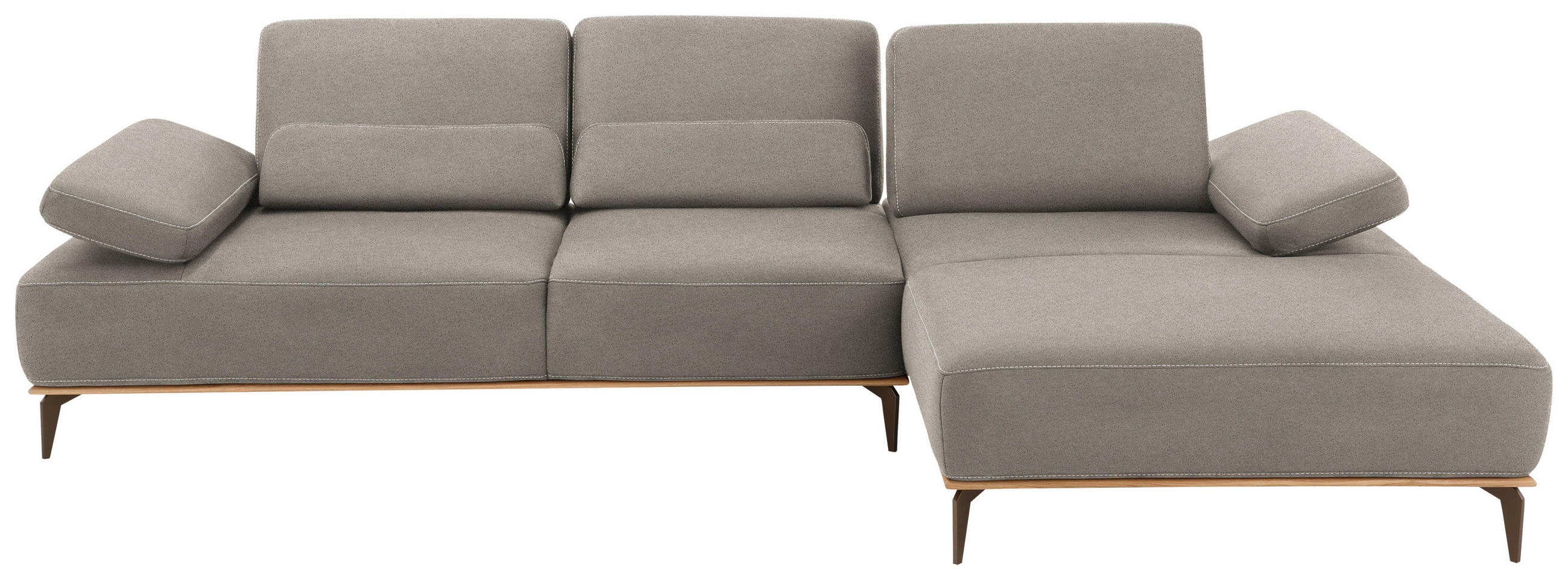 ECKSOFA 16580 Sprint Grau Mikrofaser  - Beige/Bronzefarben, Design, Textil/Metall (298/176cm) - Valnatura