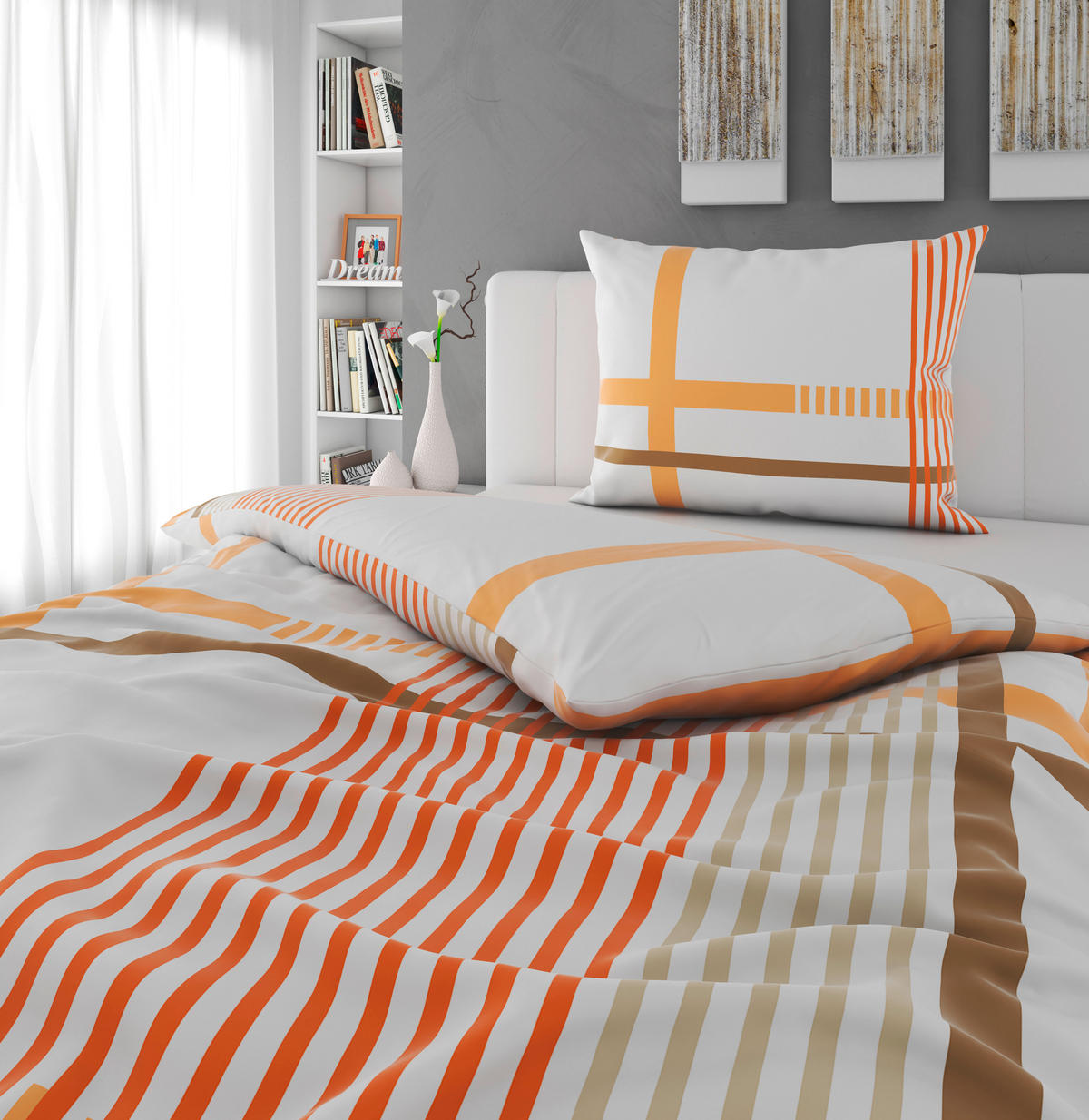 BETTWÄSCHE TANJA Satin 140/200 cm  - Orange, KONVENTIONELL, Textil (140/200cm) - Novel