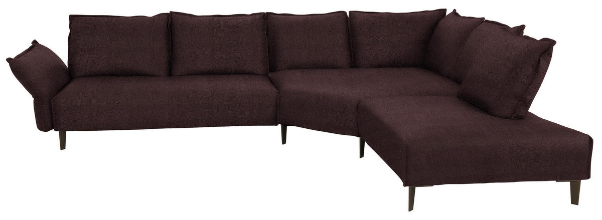 ECKSOFA Echtleder Dunkelbraun  - Dunkelbraun/Schwarz, Design, Leder/Metall (340/272cm) - W.Schillig