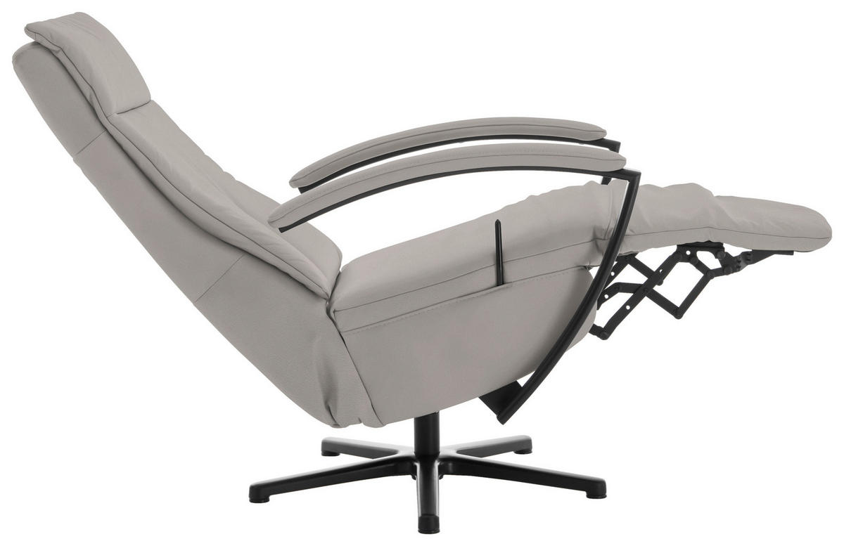 RELAXSESSEL in Leder Hellgrau  - Hellgrau/Schwarz, Design, Leder/Metall (76/112/83cm) - Beldomo Speed