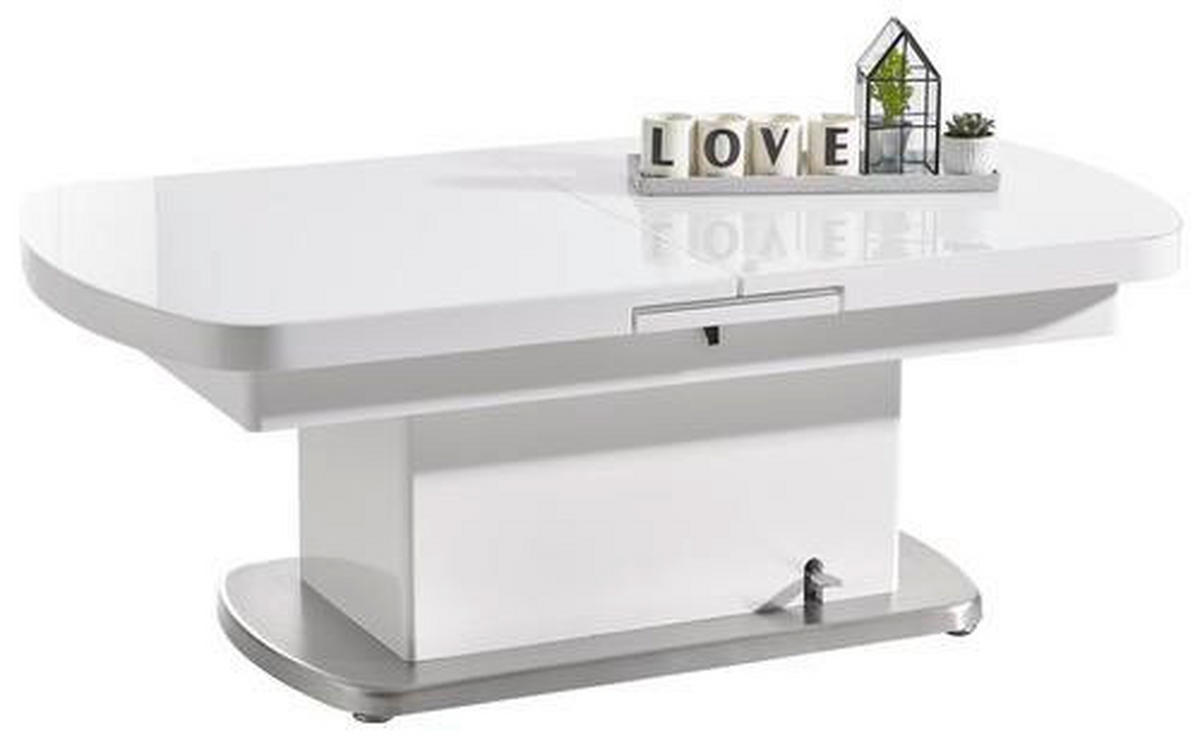 SOFFBORD i metall, glas, trämaterial 135/75/50 cm  - stålfärgad/vit, Design, metall/trämaterial (135/75/50cm) - Livetastic