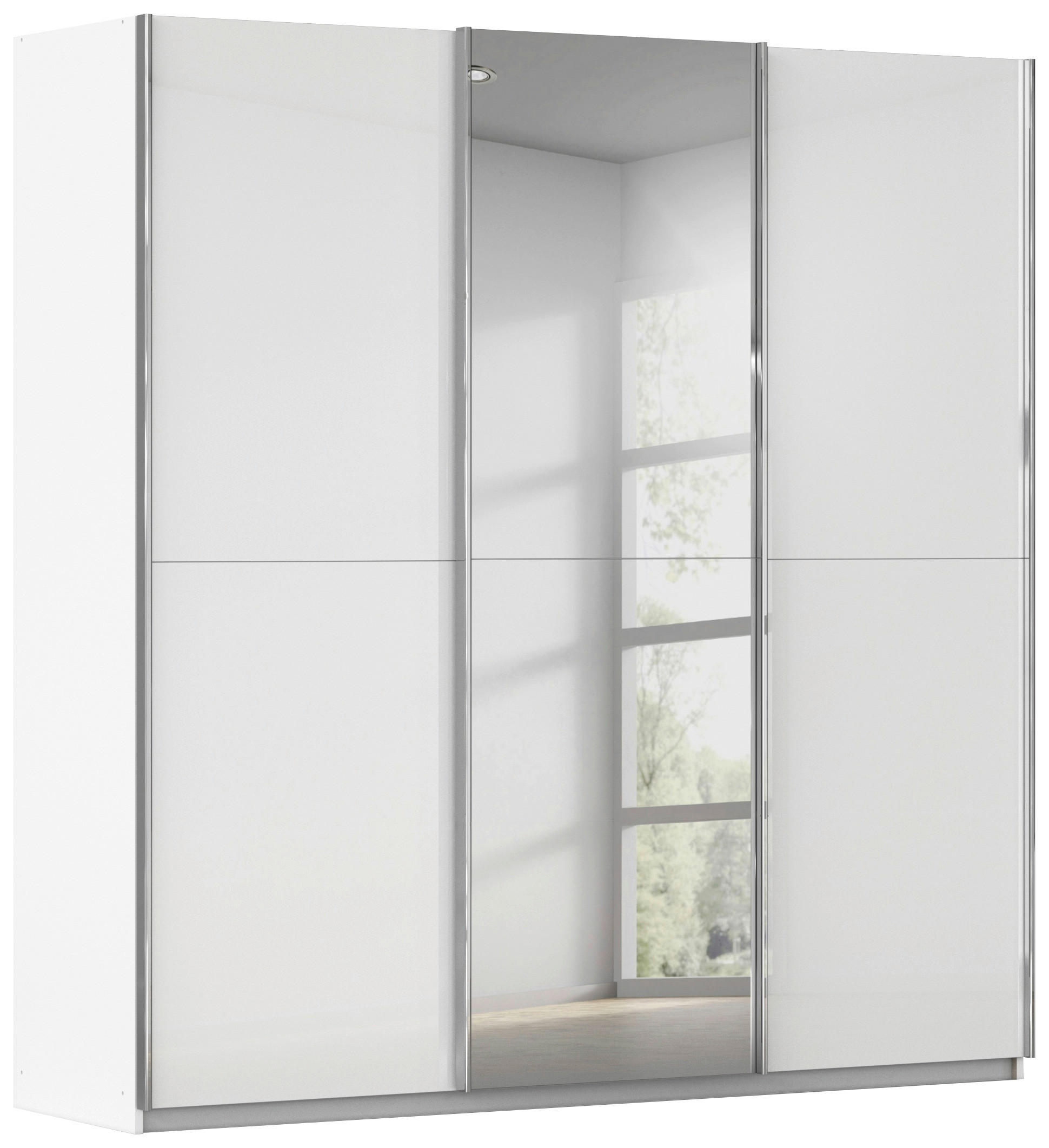Schwebetürenschrank Mit Spiegel 242cm Fifty, Weiß