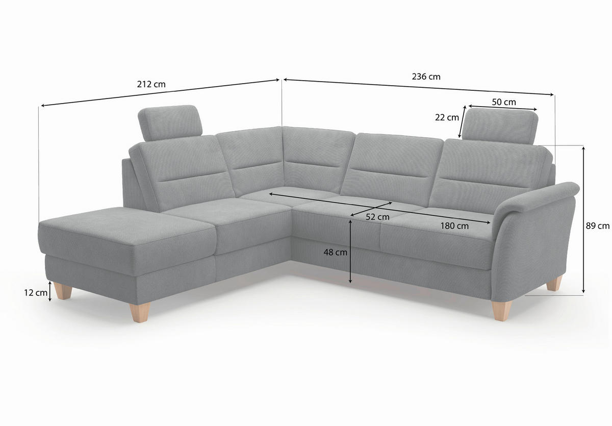 ECKSOFA PALMERA V Dunkelbraun Flachgewebe  - Eichefarben/Dunkelbraun, KONVENTIONELL, Holz/Textil (212/236cm) - Sit & More