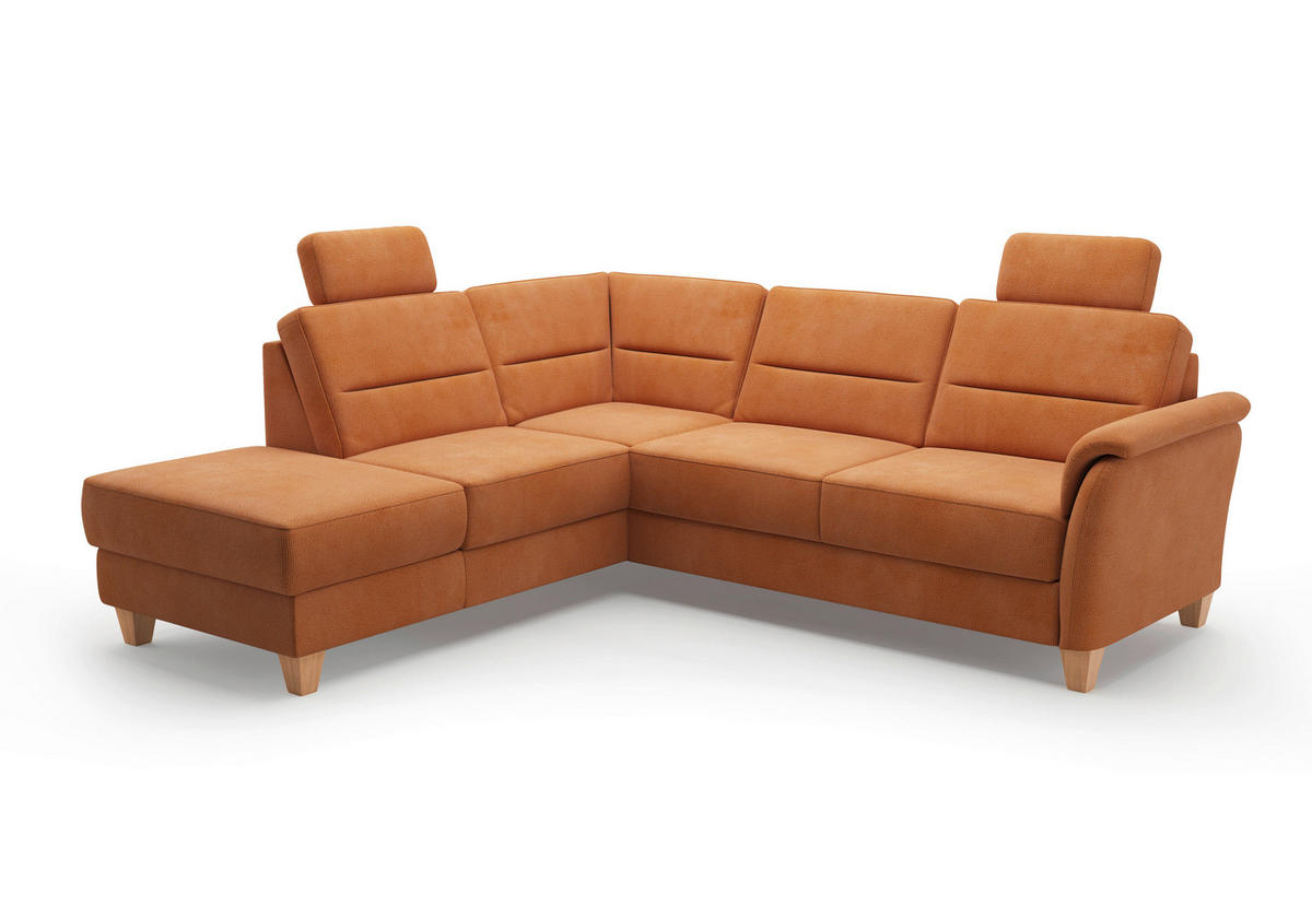 ECKSOFA in Flachgewebe Terracotta  212/236 cm  - Eichefarben/Terracotta, KONVENTIONELL, Holz/Textil (212/236cm) - Sit & More