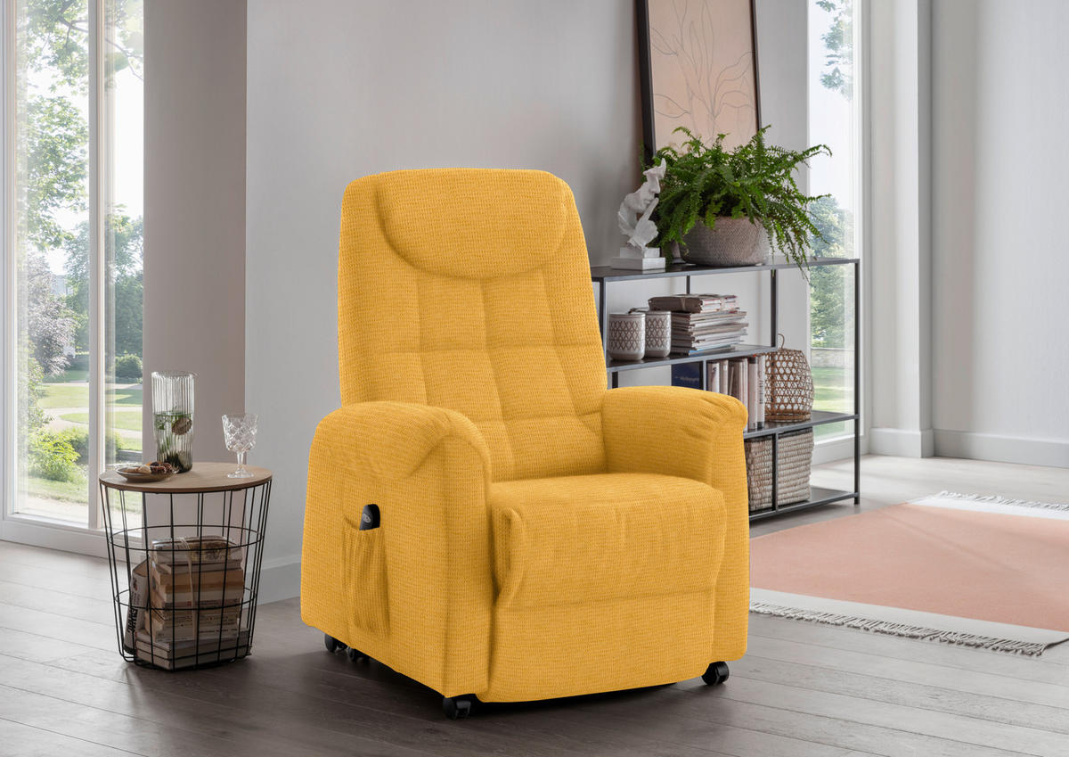 FERNSEHSESSEL in Mikrofaser Dunkelgelb  - Dunkelgelb/Schwarz, KONVENTIONELL, Kunststoff/Textil (83/113/92cm) - Xora