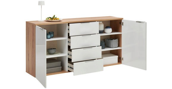 SIDEBOARD in 180/89/43 cm - Chromfarben/Eichefarben, Design, Holzwerkstoff/Kunststoff (180/89/43cm) - Xora