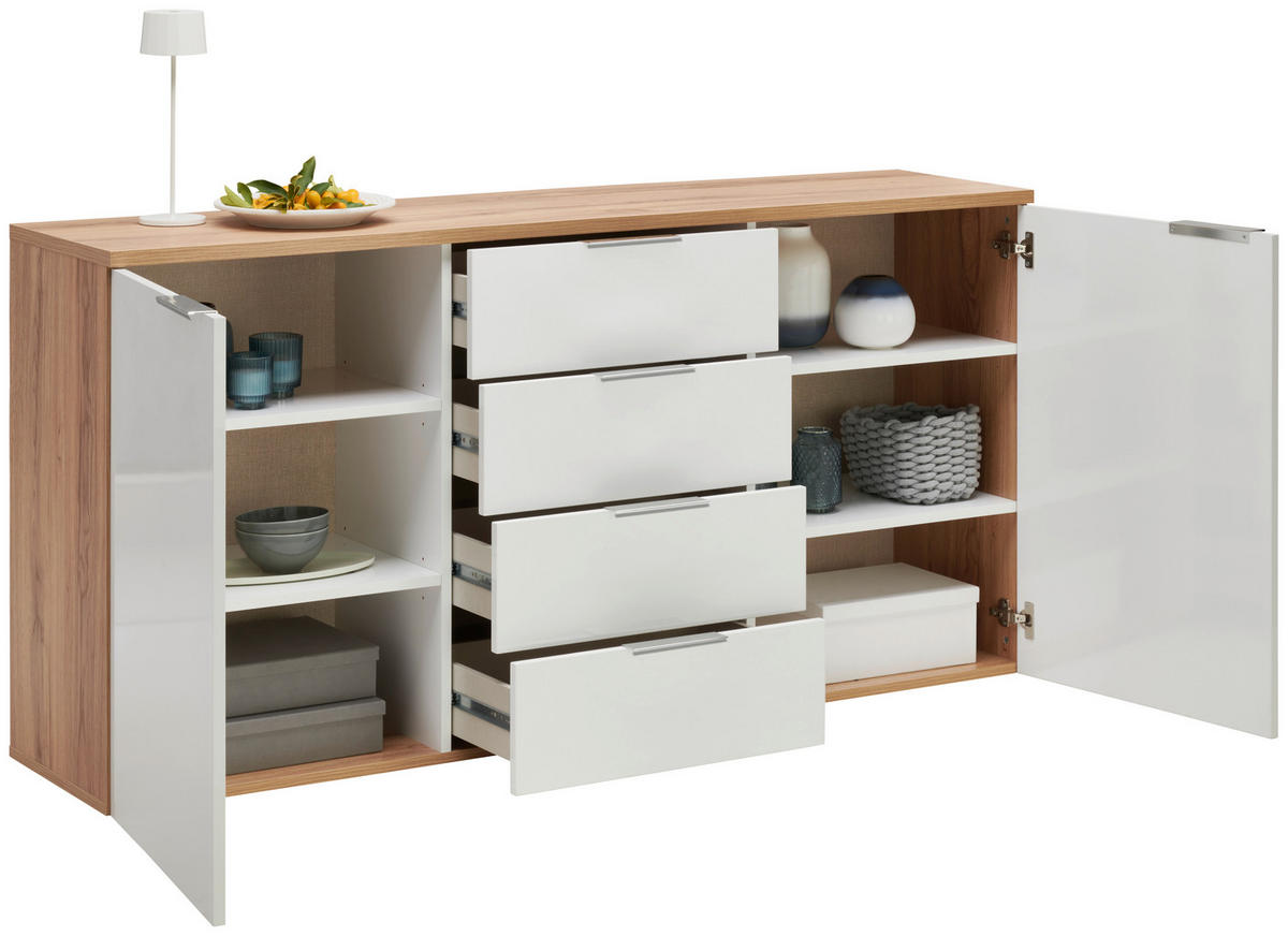 SIDEBOARD  in 180/89/43 cm  - Chromfarben/Eichefarben, Design, Holzwerkstoff/Kunststoff (180/89/43cm) - Xora