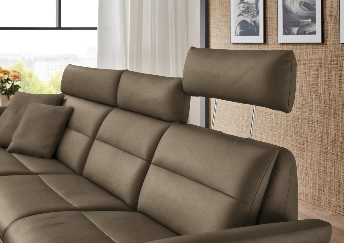 ECKSOFA in Echtleder Hellbraun  - Hellbraun/Schwarz, Design, Leder/Metall (169/298cm) - Dieter Knoll