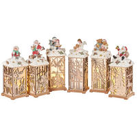 LED-LATERNA - rdeča/bela, Trendi, umetna masa/leseni material - X-Mas