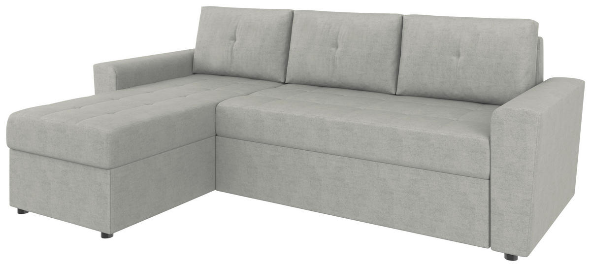 ECKSOFA TERMOLI in Jacquard Hellgrau  155/231 cm  - Hellgrau/Schwarz, Design, Kunststoff/Textil (155/231cm) - MID.YOU