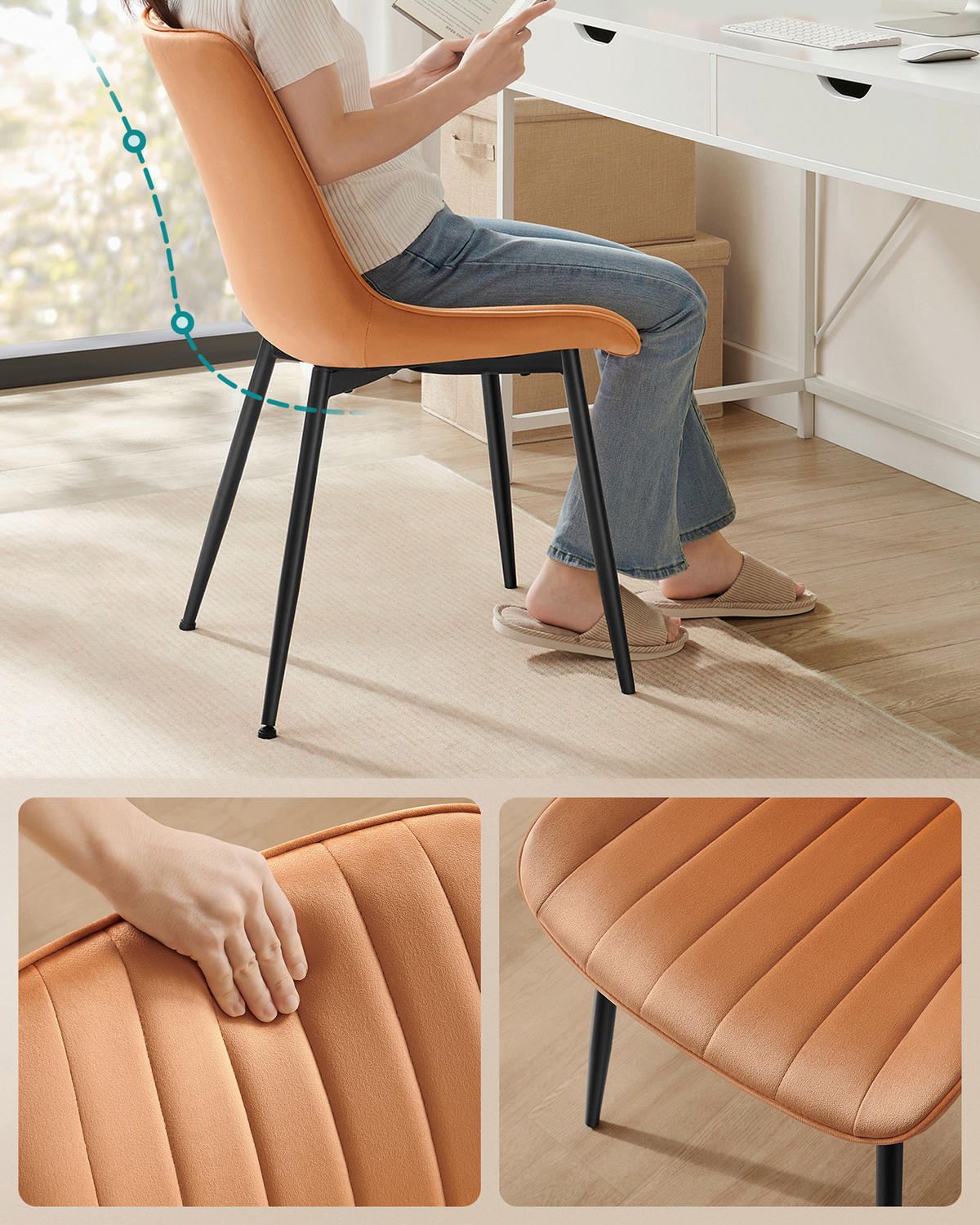 STUHL     - Karamell/Schwarz, Basics, Holzwerkstoff/Textil (50.1/88.6/60cm)