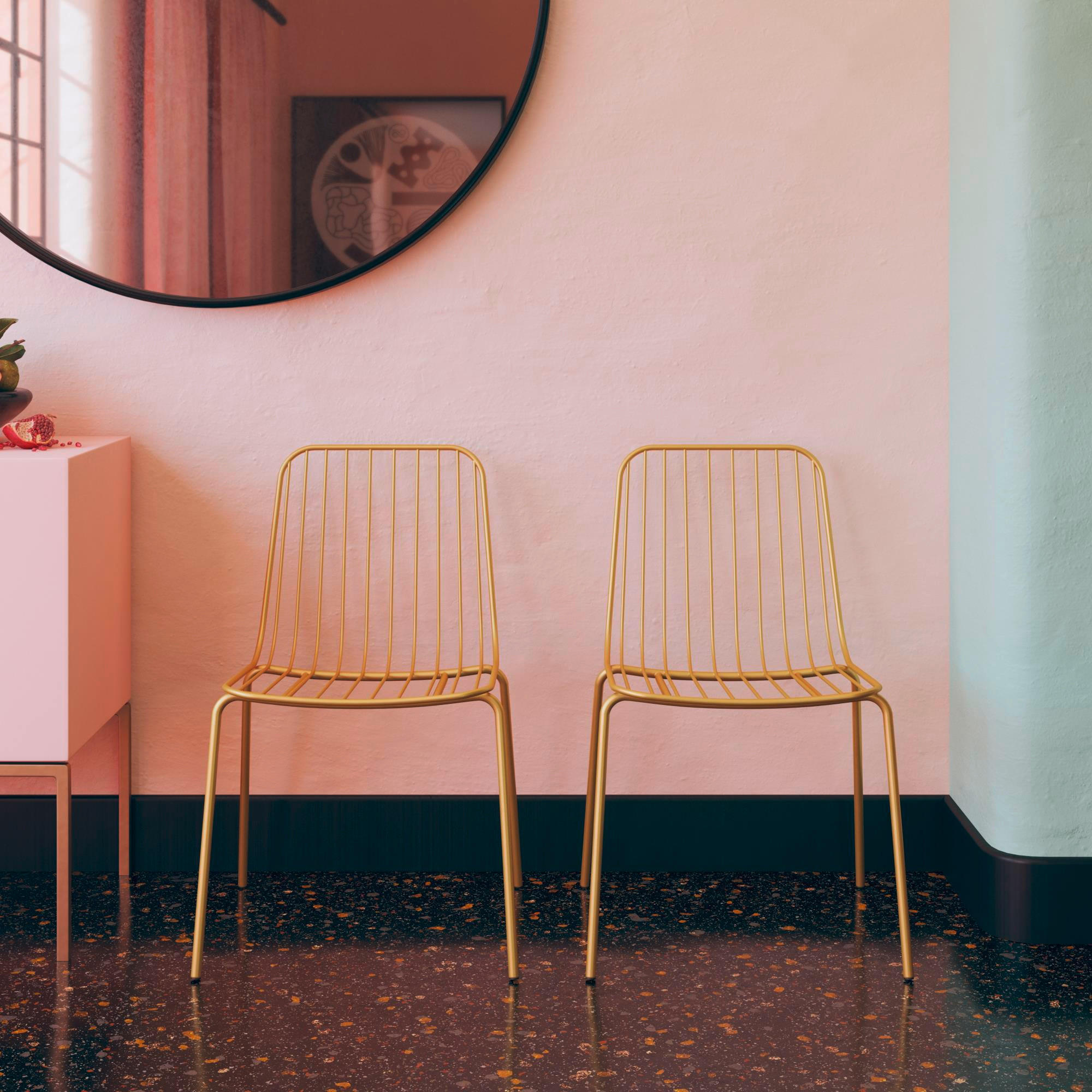 Thumbnail - Mid.you Stuhl-Set Caden, Gold, Metall, Rundrohr, 56x80x52 cm, gastro- und objekttauglich, Esszimmer, Stühle, Esszimmerst...