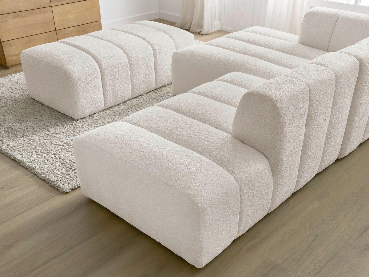 ECKSOFA  ANNECY Weiß Bouclé  - Schwarz/Weiß, MODERN, Kunststoff/Textil (170/262cm)