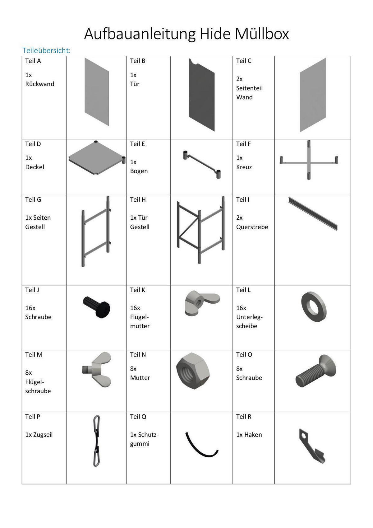 MÜLLTONNENBOX - Schwarz, Basics, Metall (69,7/115,2/80,7cm)