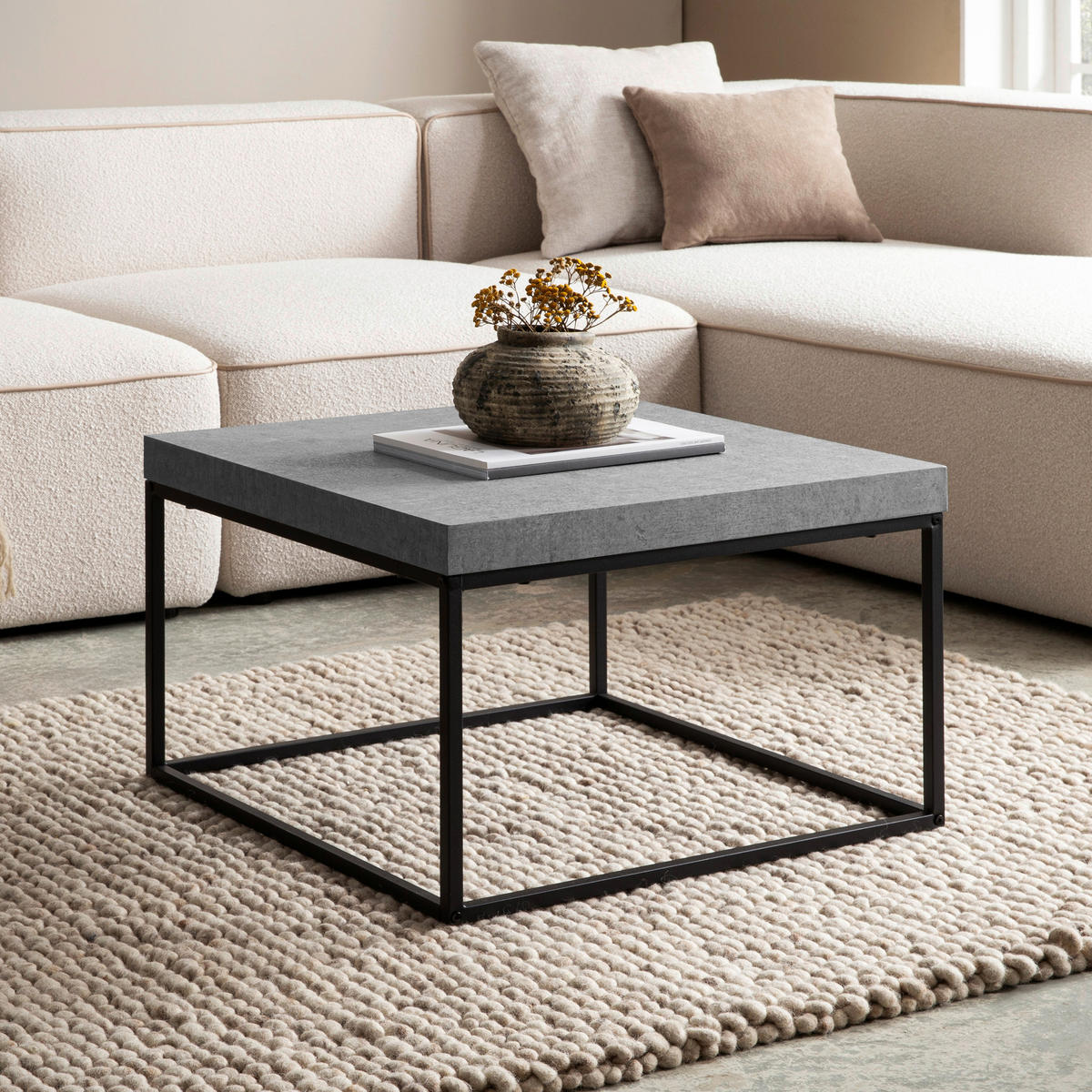 COUCHTISCH in Holzwerkstoff 60/60/38 cm  - Schwarz/Grau, Design, Holzwerkstoff/Metall (60/60/38cm) - Livetastic