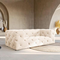2-SITZER-SOFA Fresco Samt Creme  - Creme/Schwarz, Design, Kunststoff/Textil (193/71/100cm) - P & B