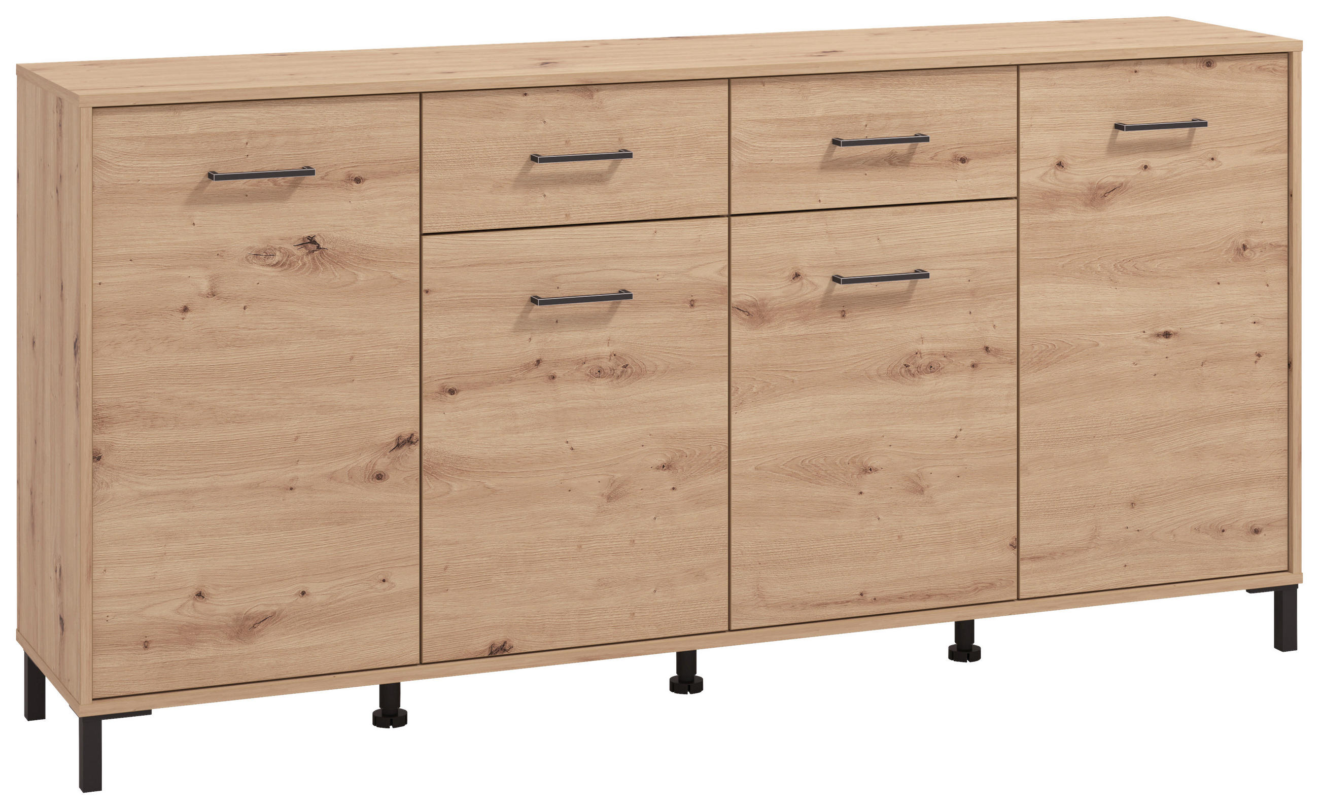 KOMODA, hrast artisan  - črna/hrast artisan, Konvencionalno, umetna masa/leseni material (182,5/90/40cm) - Carryhome