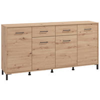 KOMODA, hrast artisan  - črna/hrast artisan, Konvencionalno, umetna masa/leseni material (182,5/90/40cm) - Carryhome