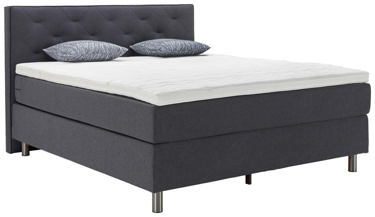 BOXSPRINGBETT 180/200 cm  Grau  - Alufarben/Grau, Konventionell, Textil/Metall (180/200cm) - Welnova