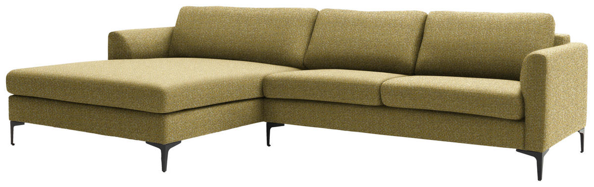 ECKSOFA in Flachgewebe Currygelb  195/310 cm  - Currygelb/Schwarz, Design, Textil/Metall (195/310cm) - Schöner Wohnen