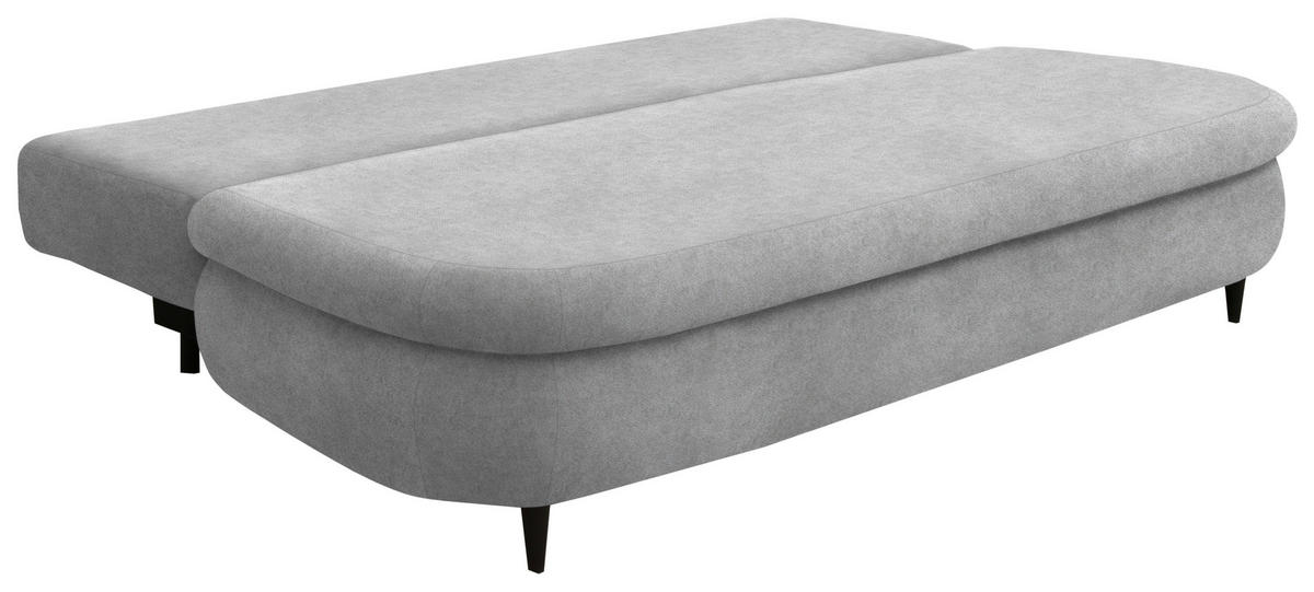 SCHLAFSOFA in Velours Hellgrau  - Hellgrau/Schwarz, Design, Holz/Textil (213/89/105cm) - Novel