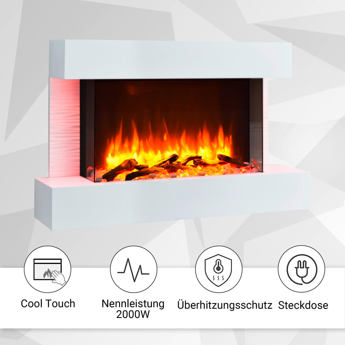 ELEKTROKAMIN - Weiß, Basics, Holzwerkstoff/Metall (100/63/24cm)
