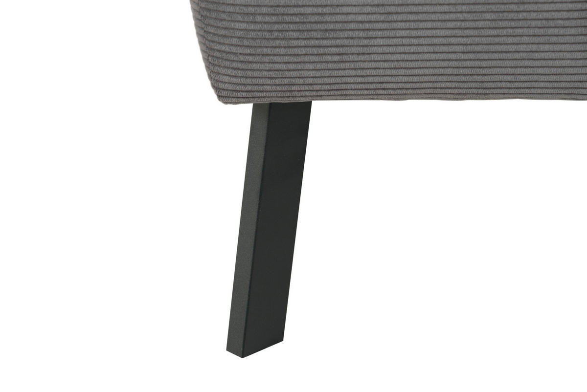 ECKSOFA Grau Feincord  - Schwarz/Grau, Design, Textil/Metall (280/205cm) - Xora