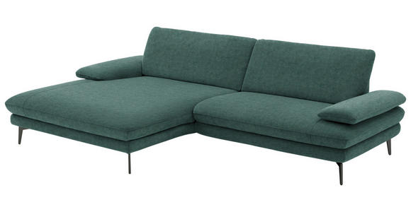 ECKSOFA in Velours Blau, Grün 184/284 cm - Blau/Schwarz, Design, Textil/Metall (184/284cm) - Dieter Knoll