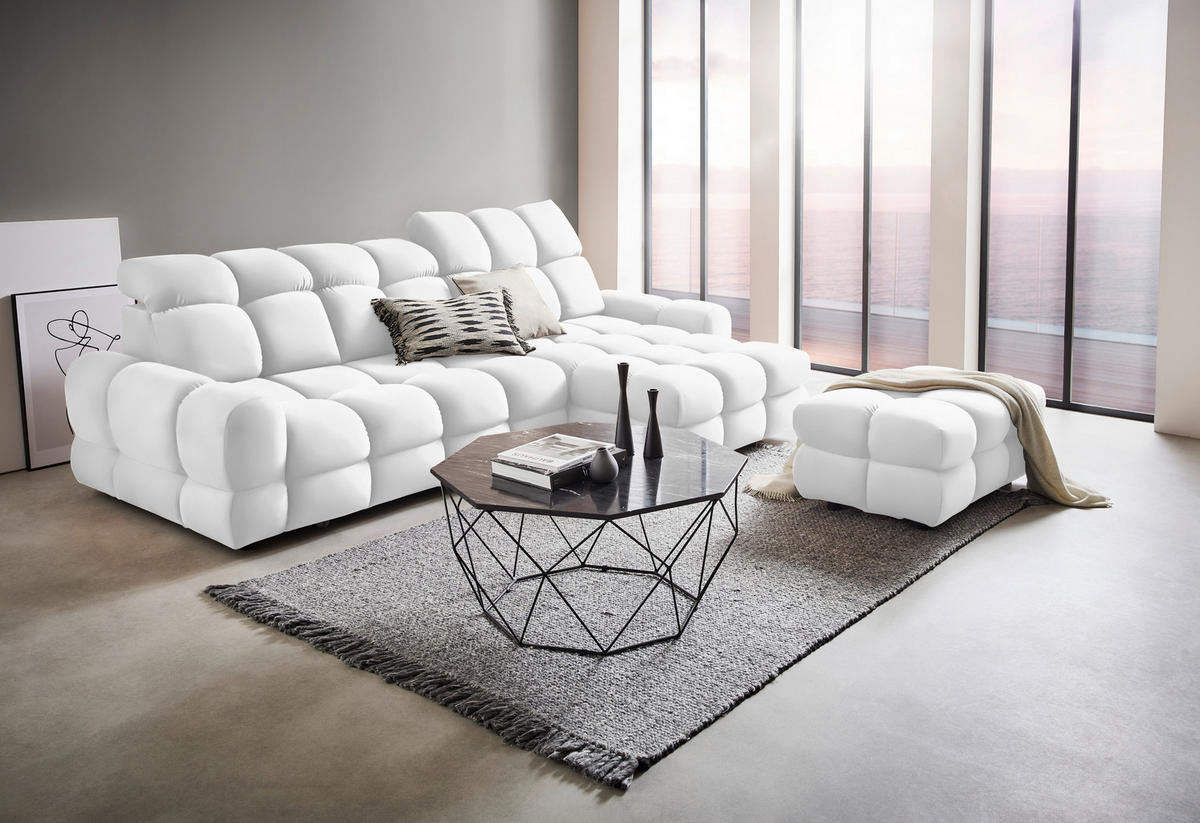 HÖRNSOFFA i velour vit  - vit/svart, Design, textil/plast (283/178cm) - Welnova