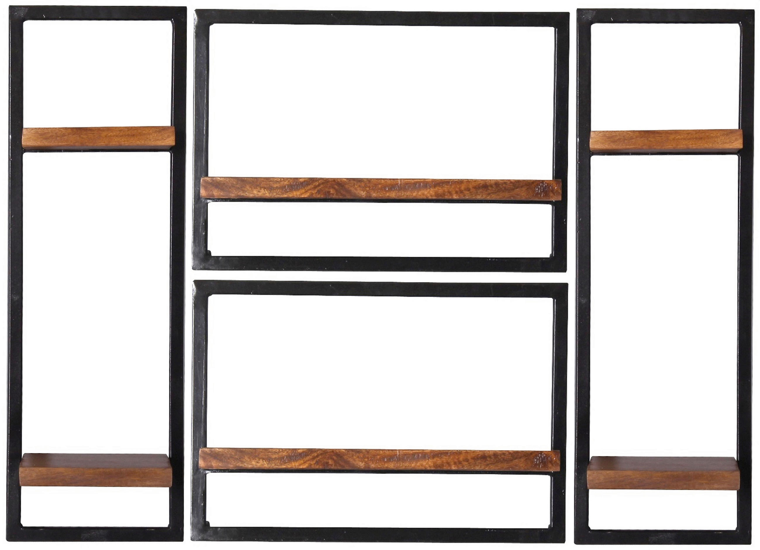 WANDREGALSET 110/75/25 cm  - Schwarz/Naturfarben, Design, Holz/Metall (110/75/25cm) - MID.YOU
