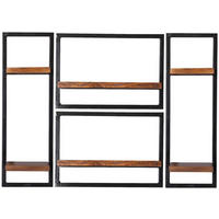 WANDREGALSET 110/75/25 cm  - Schwarz/Naturfarben, Design, Holz/Metall (110/75/25cm) - MID.YOU