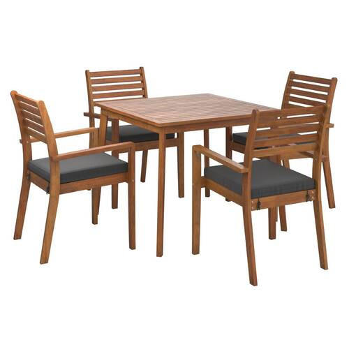 GARTENTISCHGRUPPE Webstoff Akazie Hartholz  - Anthrazit/Teakfarben, MODERN, Holz/Textil (90/65/75/82/90/62cm) - Ambia Garden