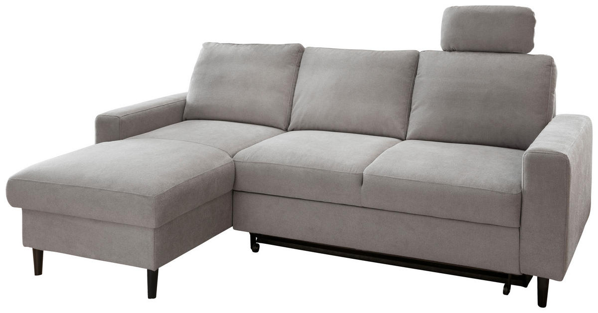 ECKSCHLAFSOFA Chenille Grau  - Schwarz/Grau, MODERN, Holz/Textil (147/234cm) - Livetastic
