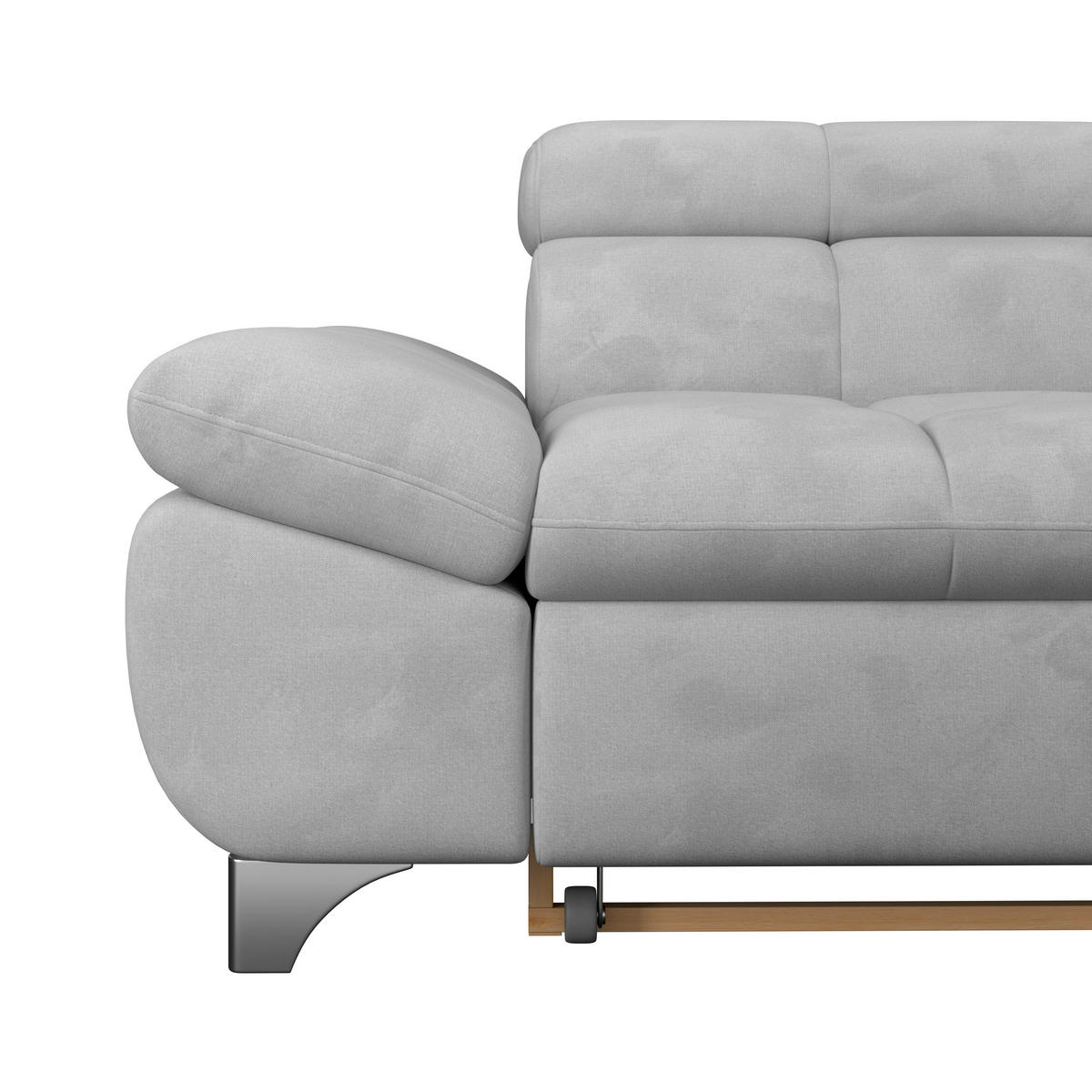 ECKSOFA Hellgrau Chenille  - Chromfarben/Hellgrau, KONVENTIONELL, Textil/Metall (312/234cm) - Livetastic