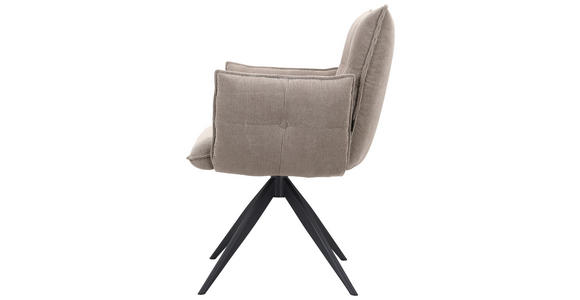 ARMLEHNSTUHL in Eisen Cord - Taupe/Schwarz, Design, Textil/Metall (63,5/85/63,5cm) - Novel
