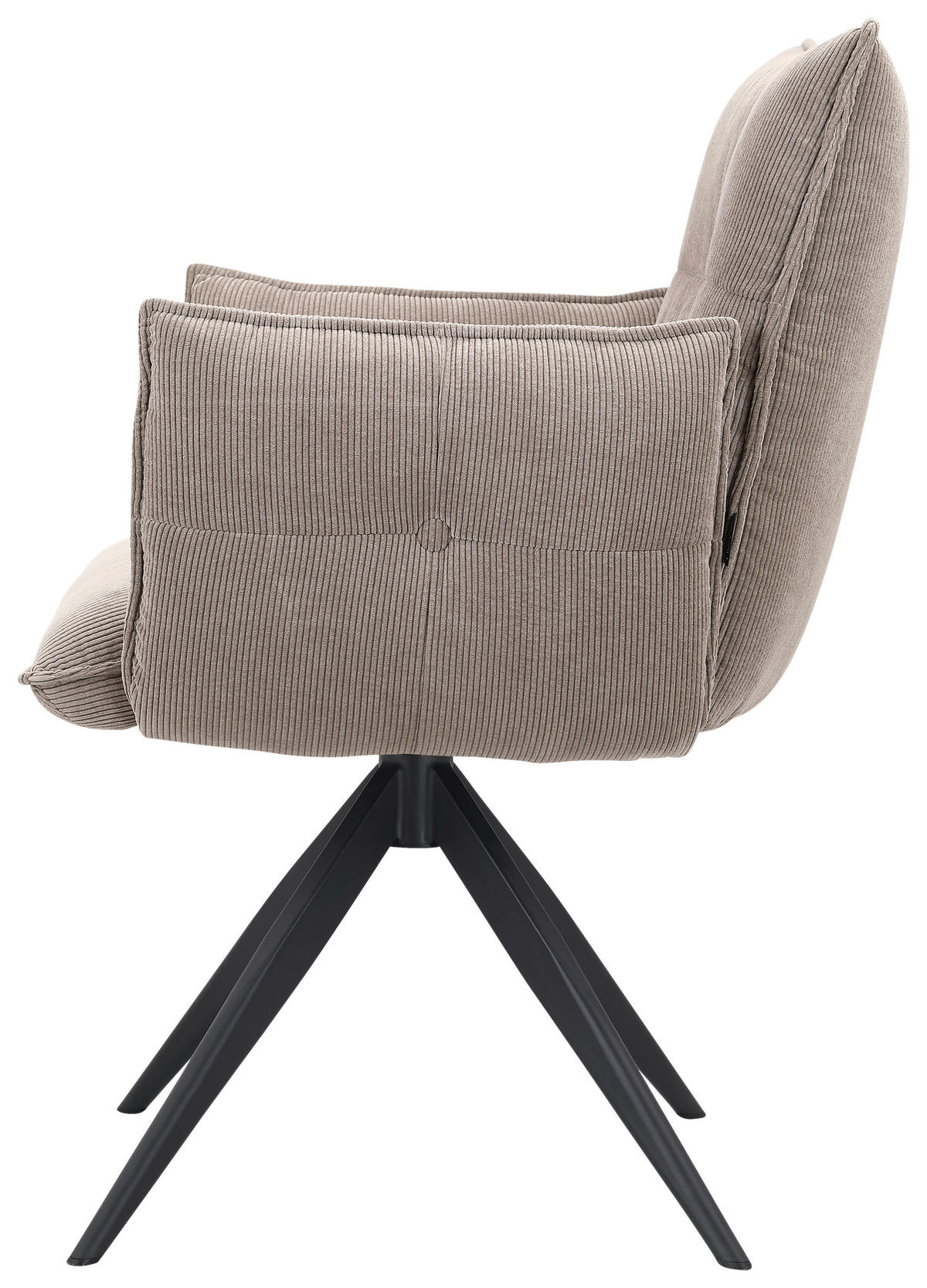 ARMLEHNSTUHL  in Eisen Cord  - Taupe/Schwarz, Design, Textil/Metall (63,5/85/63,5cm) - Novel