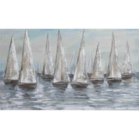 OLJNA SLIKA  70/120 cm   - modra/bela, Basics, tekstil/les (70/120cm) - Monee