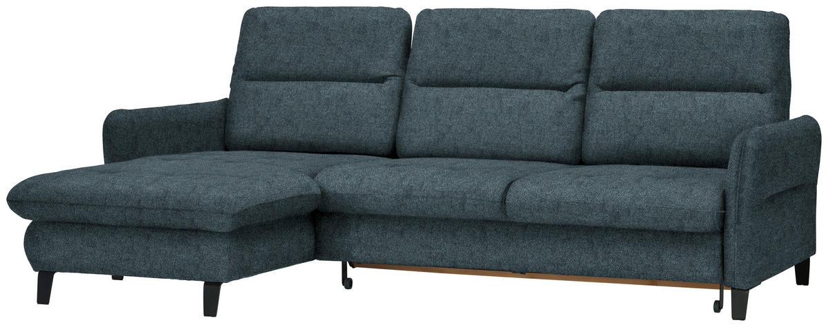 ECKSOFA Blau Flachgewebe  - Blau/Schwarz, KONVENTIONELL, Textil/Metall (190/254cm) - Livetastic