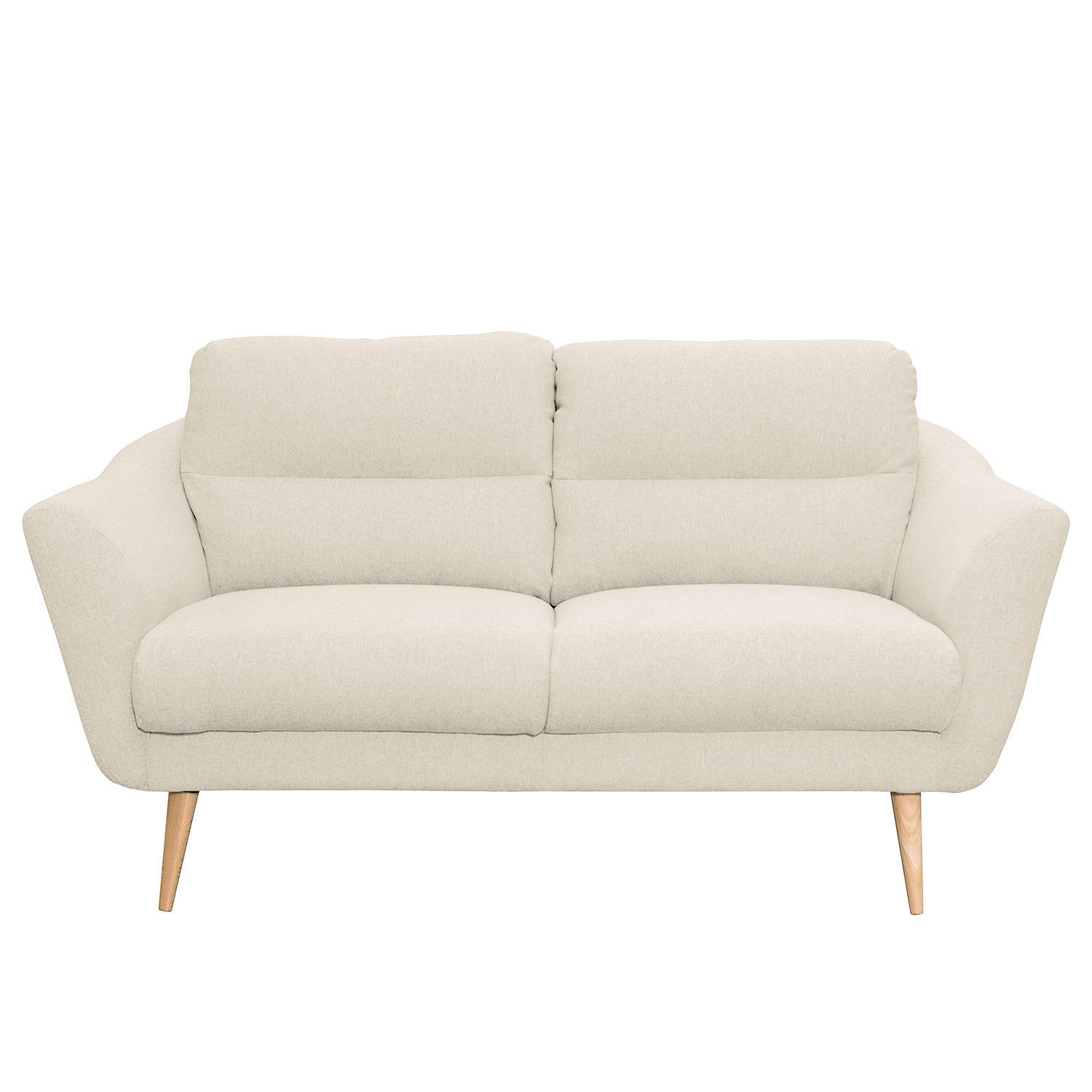 2-SITZER-SOFA in Webstoff Creme  - Buchefarben/Creme, Design, Holz/Textil (158/87/88cm) - Livetastic