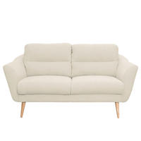2-SITZER-SOFA Webstoff Creme  - Buchefarben/Creme, Design, Holz/Textil (158/87/88cm) - Livetastic